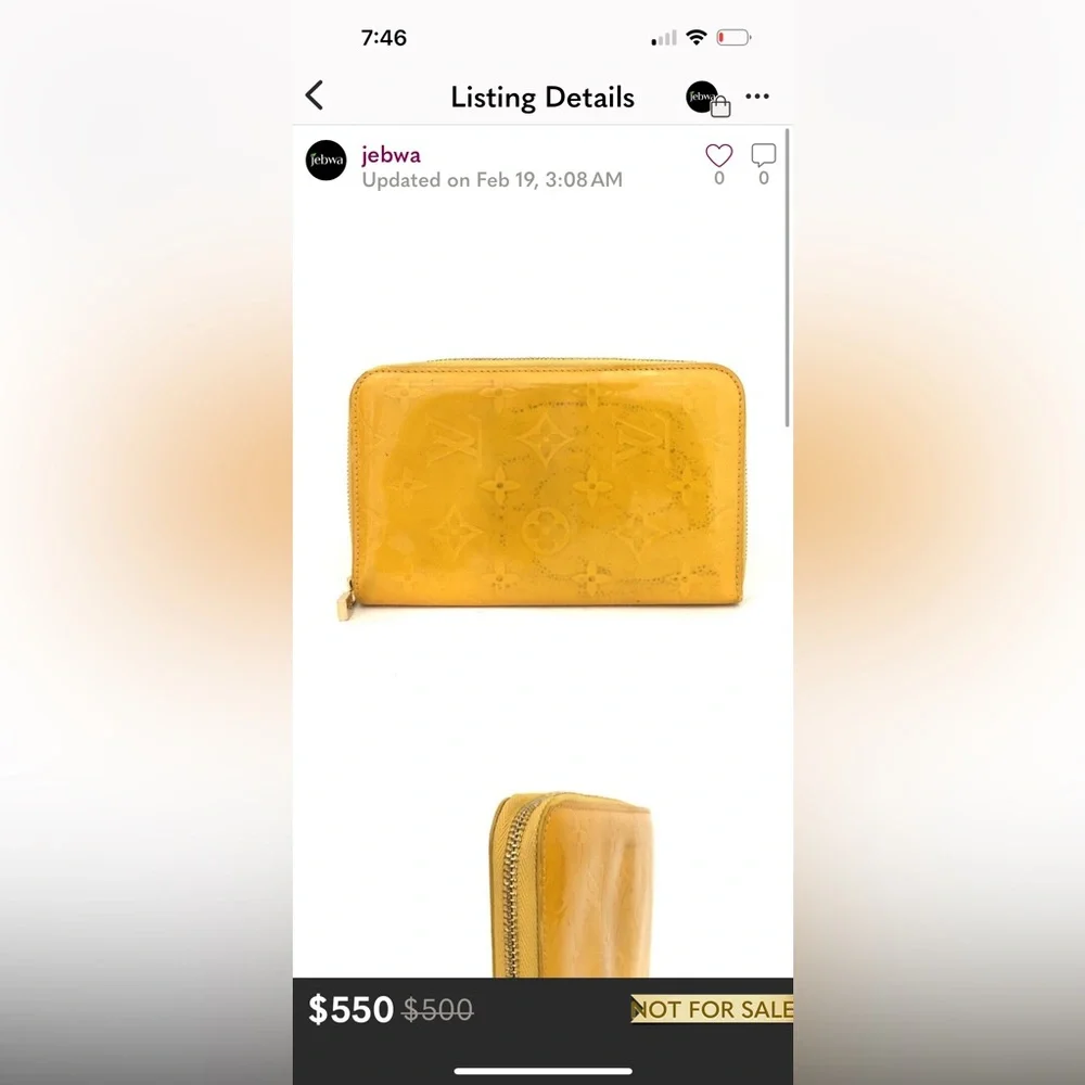Authentic Yellow Louis Vuitton Yellow Vernis Wallet
